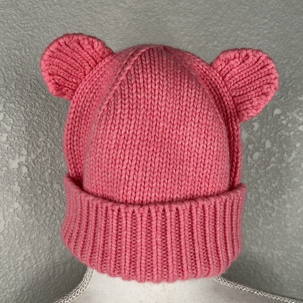 Crewcuts Girl's Pink Knit Wool Blend Winter Beanie with Ears Size Large/XL - Picture 3 of 4
